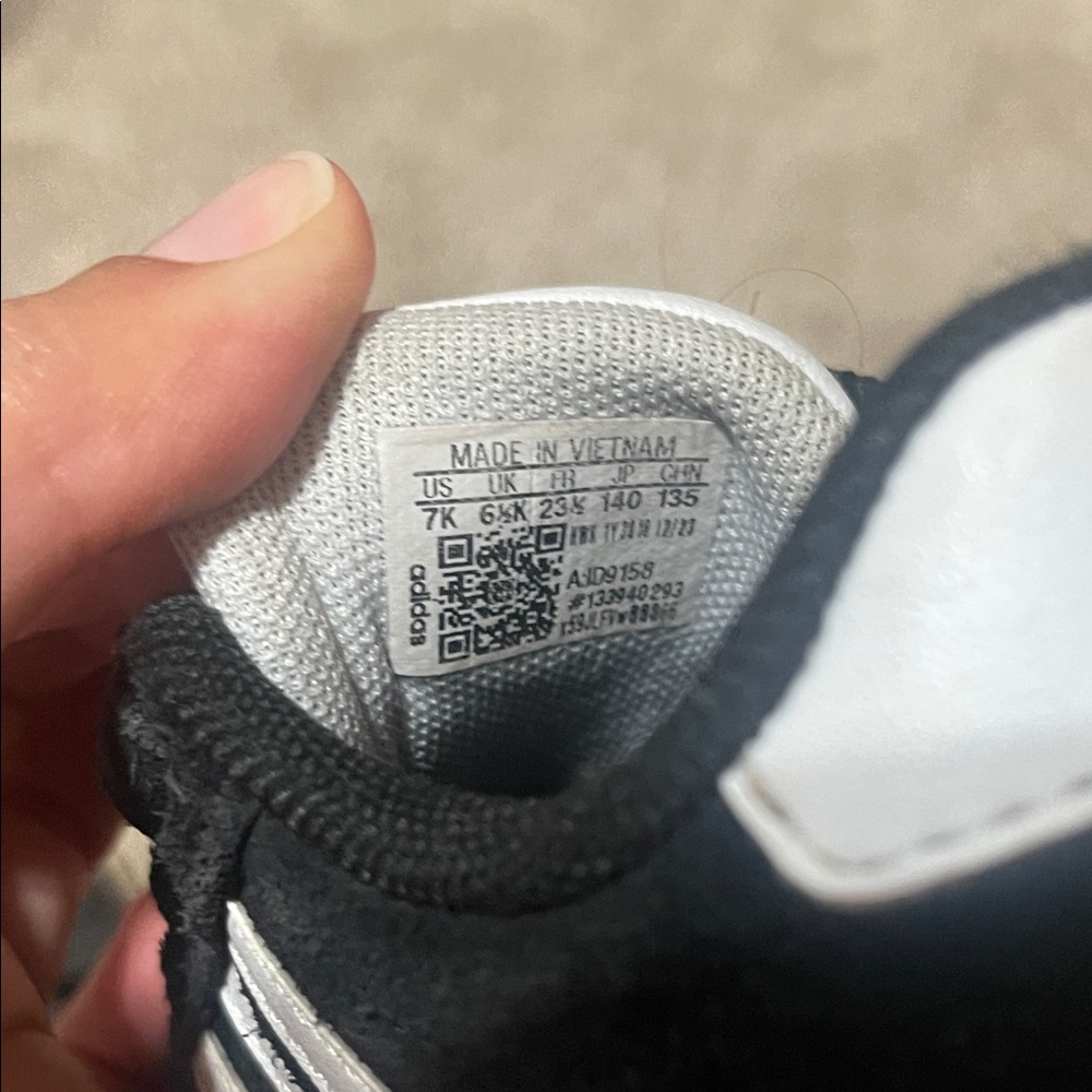 Adidas Kids Black and White Velcro Sneakers - Picture 6 of 6